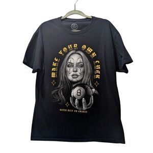 ODM Black Graphic Tee - Make Your Own Luck Men Sz L Unisex Tee